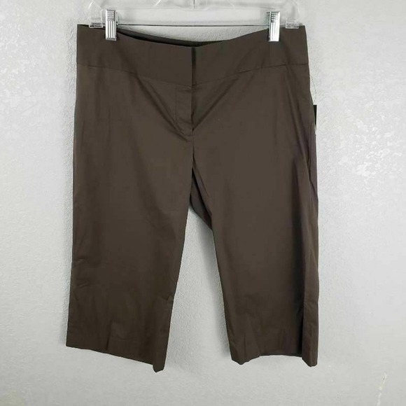 NWT T Tahari Cropped Pants Brown stretch capri 4 - Picture 1 of 7